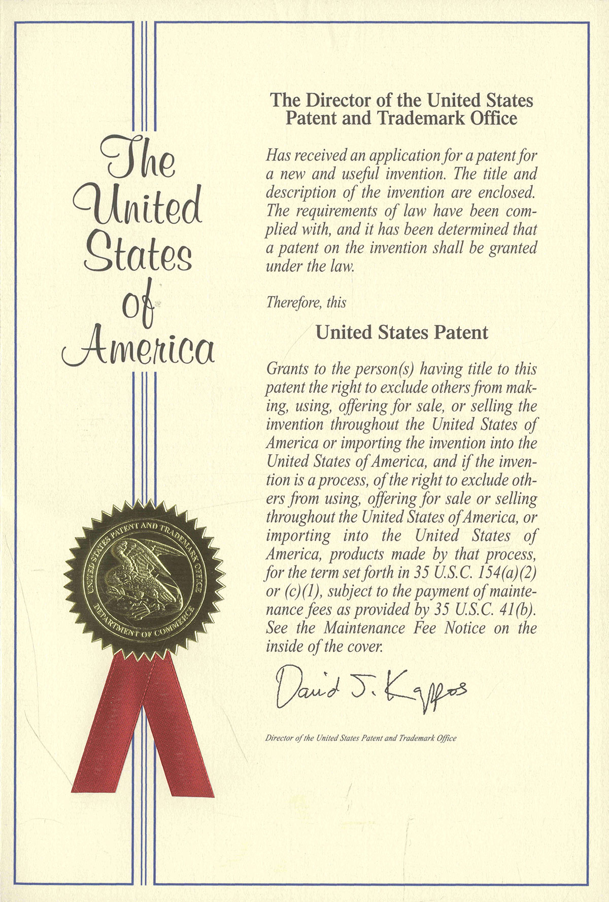 Certificate of Patent